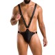 Мужское боди с люверсами Passion 028 HARRY S/M Black, экокожа, на лямках