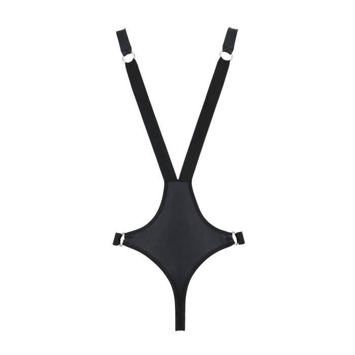 Мужское боди с люверсами Passion 028 HARRY S/M Black, экокожа, на лямках
