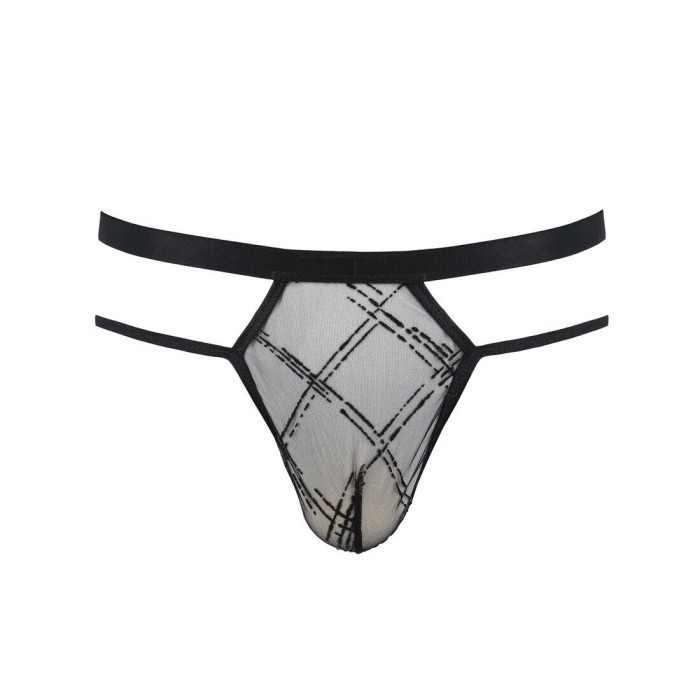 Чоловічі прозорі стринги Passion 029 THONG COLLIN XXL/XXXL Black, сітка