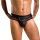 Мужские трусы с цепочкой Passion 030 SLIP TOM XXL/XXXL Black, экокожа, открытые ягодицы