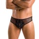 Мужские трусы со шнуровкой Passion 035 SLIP RICHARD L/XL Black, экокожа, сетка