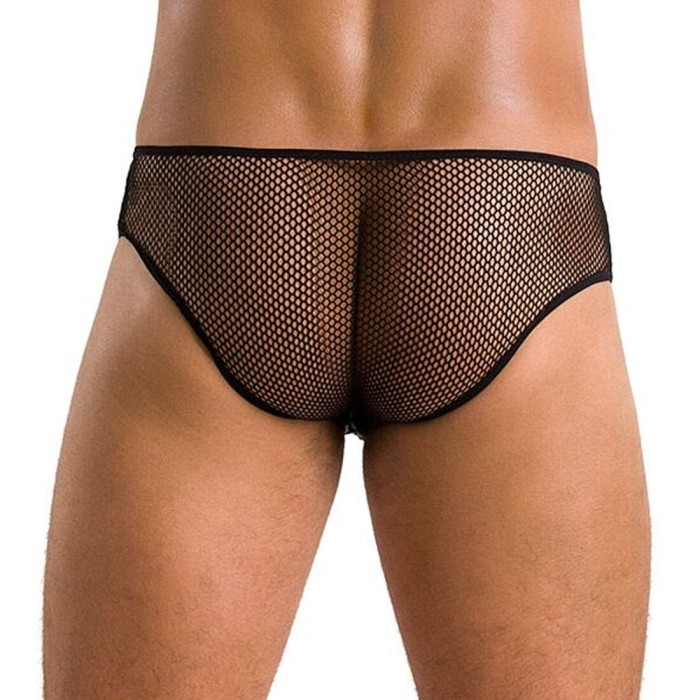 Мужские трусы со шнуровкой Passion 035 SLIP RICHARD L/XL Black, экокожа, сетка