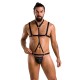 Комплект мужского белья из стреп Passion 039 SET ANDREW L/XL Black, стринги, шлейка