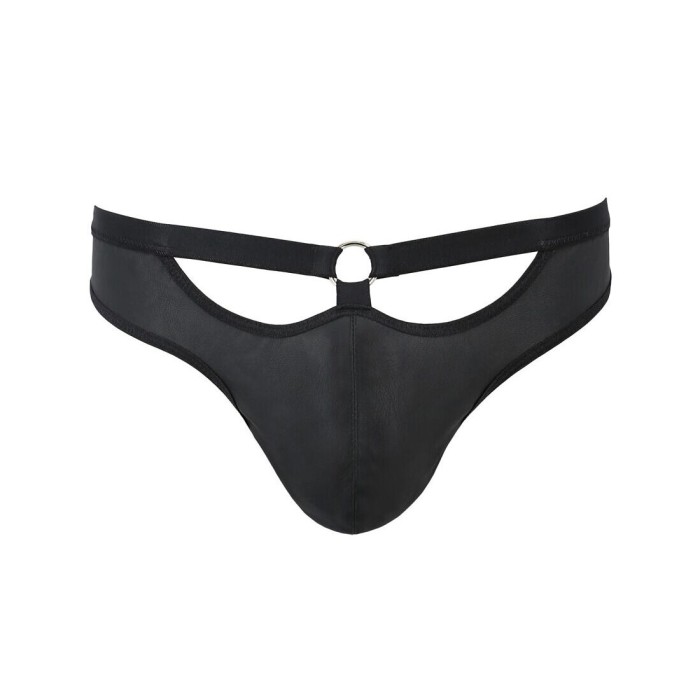 Мужские слипы с вырезами Passion 041 SLIP JOE L/XL Black, экокожа, открытые ягодицы