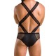 Мужское эротическое сетчатое боди Passion 045 VICTOR S/M Black, экокожа, сетка