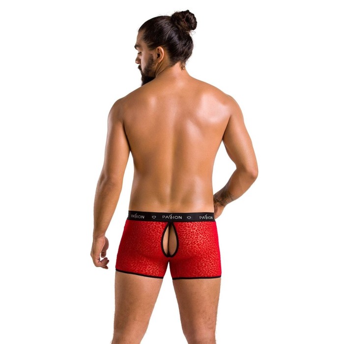 Мужские прозрачные боксеры Passion 046 SHORT PARKER XXL/XXXL Red, сетка, под леопард