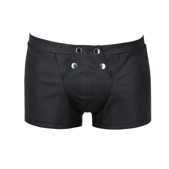 Мужские кожаные боксеры с клапаном Passion 050 SHORT PATRICK L/XL Black