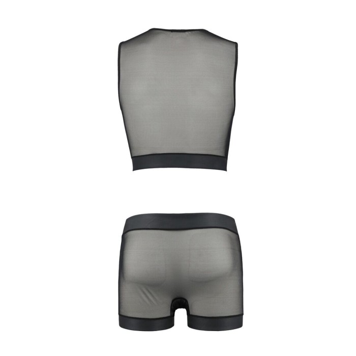 Комплект мужского белья на шнуровке Passion 053 SET WILLIAM S/M Black, жилет, боксеры