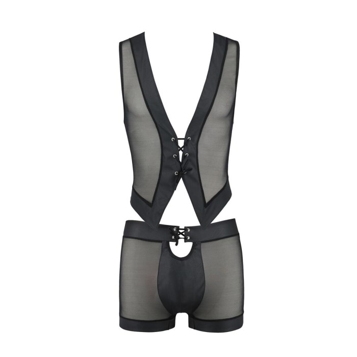 Комплект чоловічої білизни на шнурівці Passion 053 SET WILLIAM XXL/XXXL Black, жилет, боксери