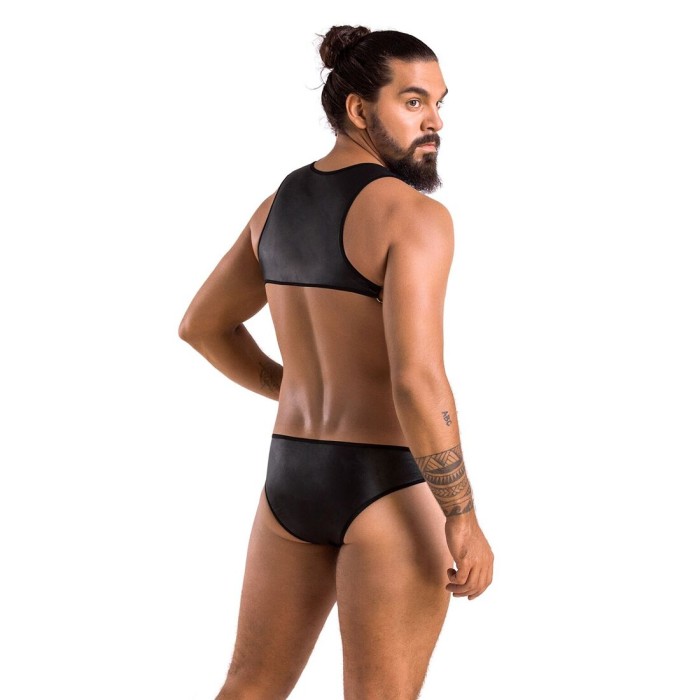 Мужское кожаное боди Passion 056 ADAM XXL/XXXL Black, заклепки
