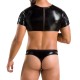 Комплект мужского белья под латекс Passion 057 SET PETER L/XL Black, кроп-топ, стринги