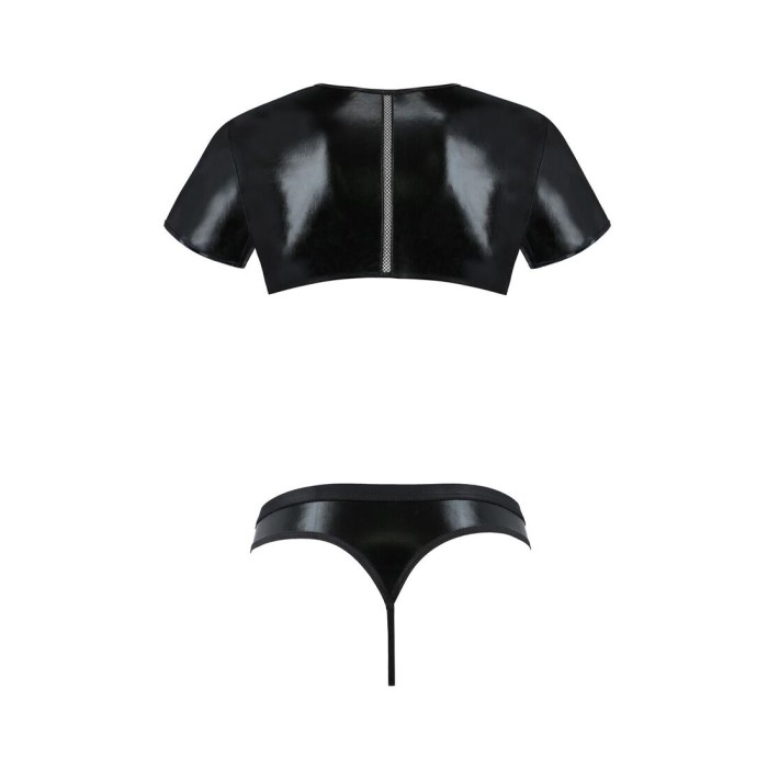 Комплект мужского белья под латекс Passion 057 SET PETER L/XL Black, кроп-топ, стринги