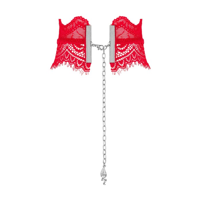 Широкий кружевной чокер Obsessive Bergamore choker, red