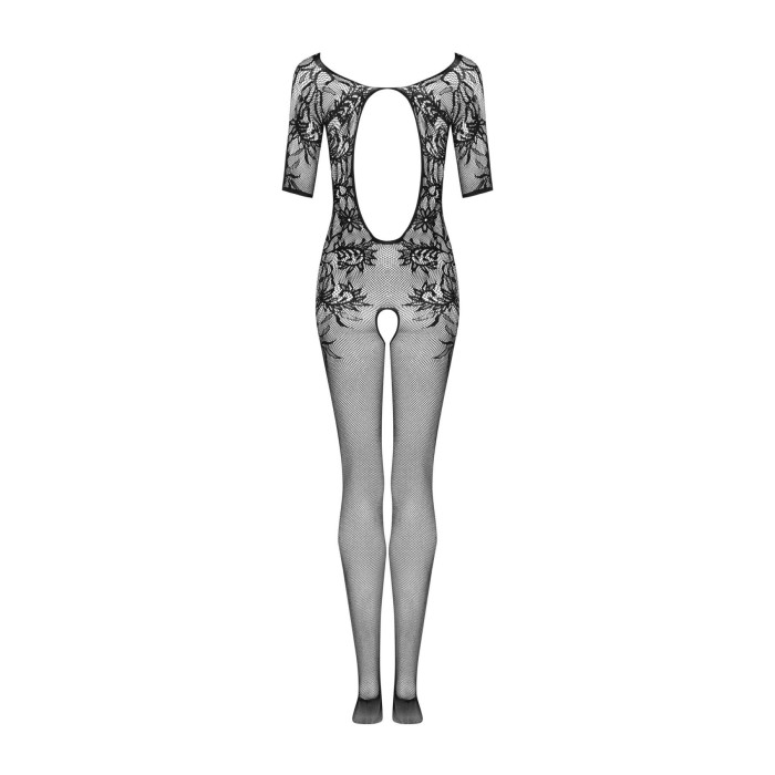 Сітчастий бодістокінг з квітковим малюнком Obsessive Bodystocking F238 S/M/L, black, з доступом, імі