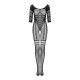Сітчастий бодістокінг з імітацією підв’язок Obsessive Bodystocking G329 XL/XXL, black, з доступом