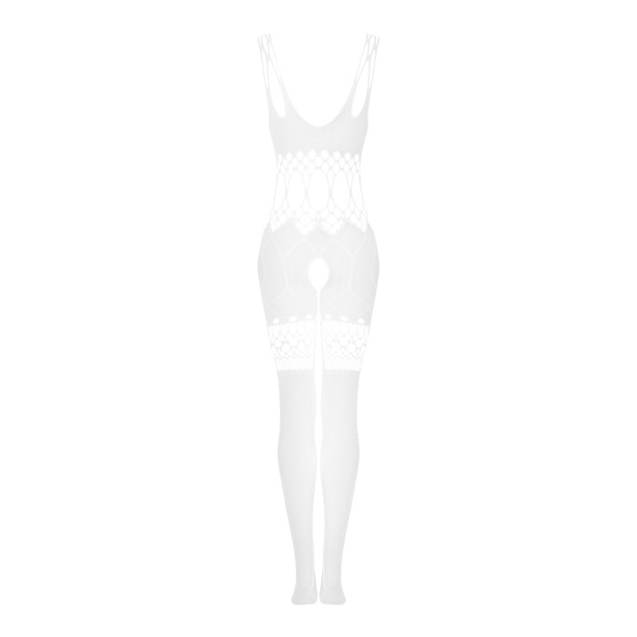 Сітчастий бодістокінг з імітацією топа та шортів Obsessive Bodystocking G330 XL/XXL, white, з доступ