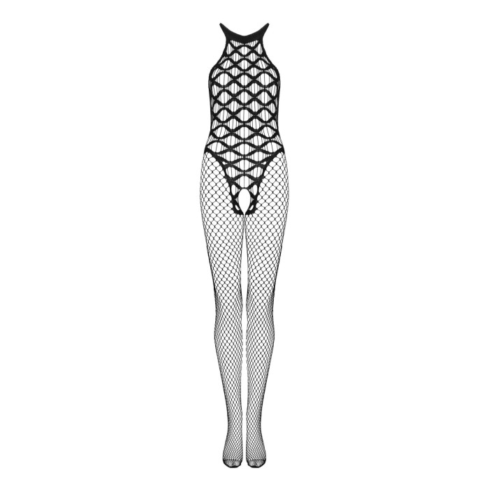 Сітчастий бодістокінг з імітацією боді Obsessive Bodystocking G332 S/M/L, black, з доступом