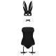 (SALE) Эротический костюм кролика Obsessive Bunny costume S/M, black, боди, чокер, гартеры, чулки, маска