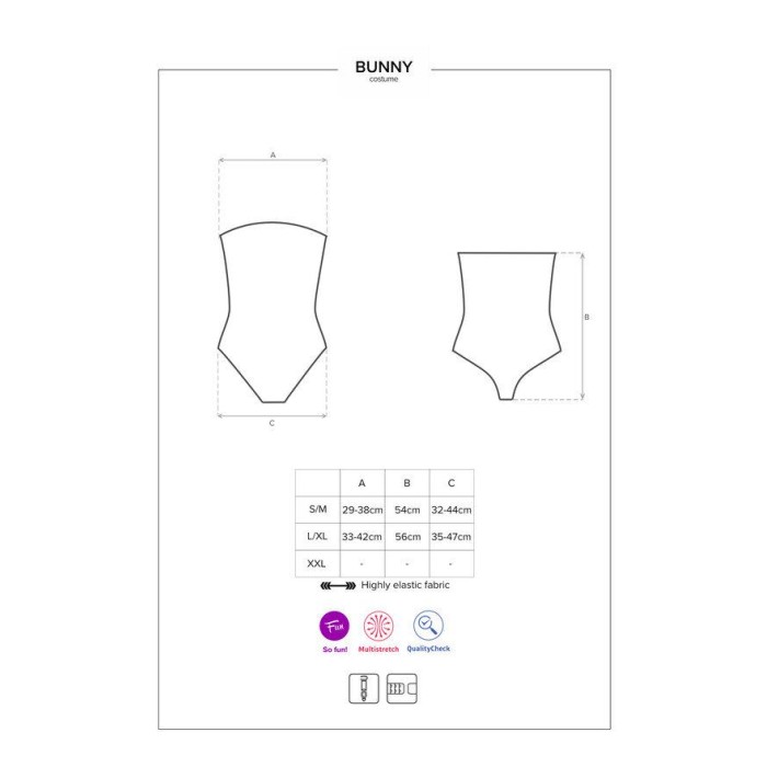 (SALE) Эротический костюм кролика Obsessive Bunny costume S/M, black, боди, чокер, гартеры, чулки, маска