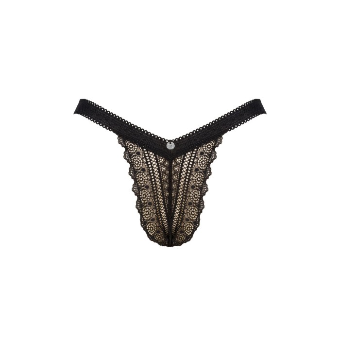 (SALE) Мереживні трусики із заниженою талією Obsessive Estiqua panties XS/S, black
