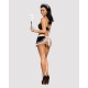 Атласный эротический костюм горничной Obsessive Maid set S/M, black, 5 предметов