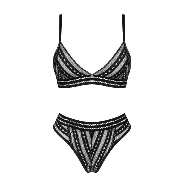Комплект белья Obsessive Natilya 2-pcs set XS/S, black, бюстгальтер, трусики