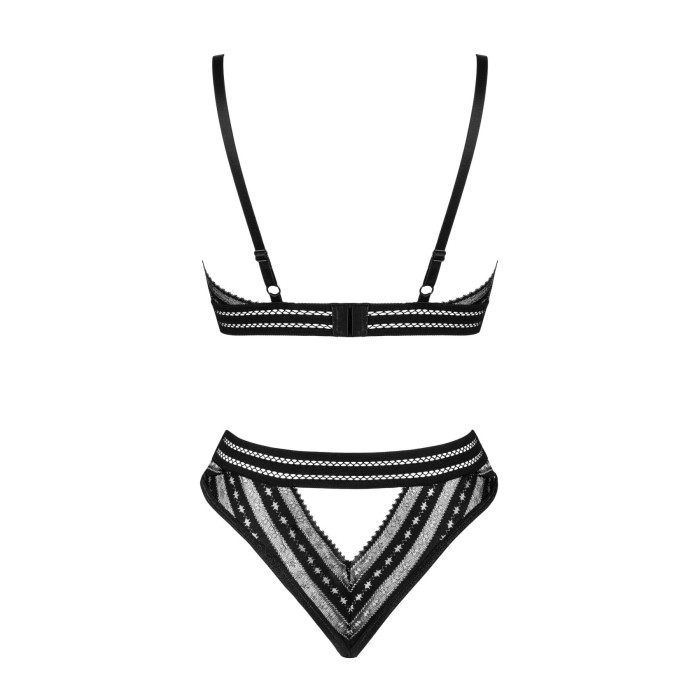 Комплект белья Obsessive Natilya 2-pcs set XS/S, black, бюстгальтер, трусики
