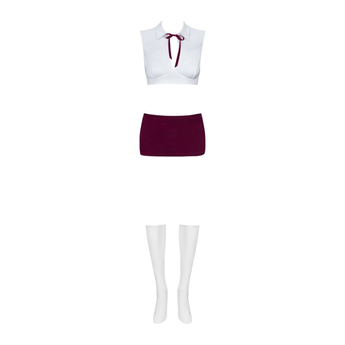 Эротический костюм студентки Obsessive Student 4 pcs costume L/XL, топ, юбка, стринги, гольфы