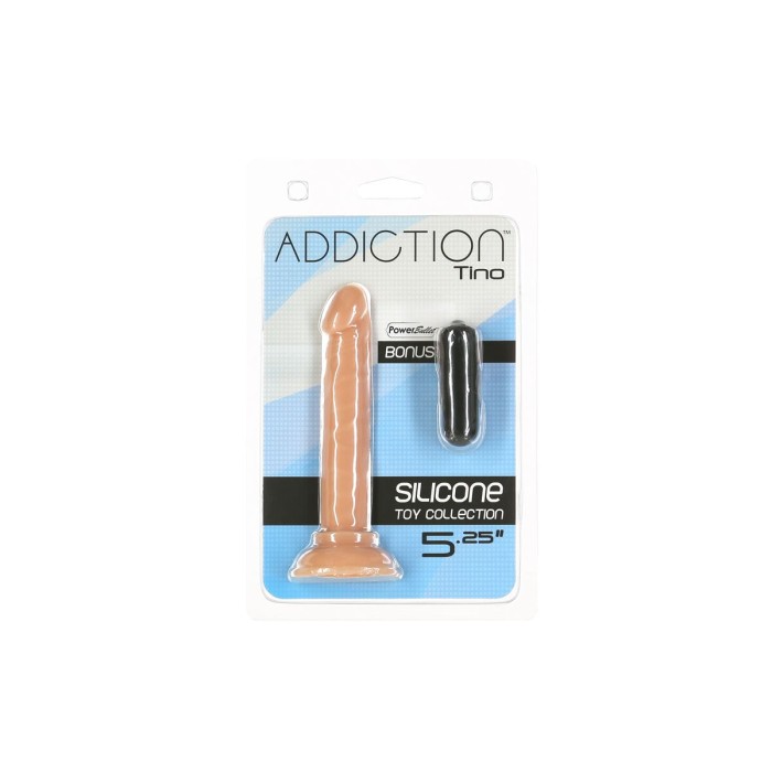 Фаллоимитатор ADDICTION Tino 5.25″ Silicone Dildo, присоска, диаметр 1,9 см, вибропуля в подарок