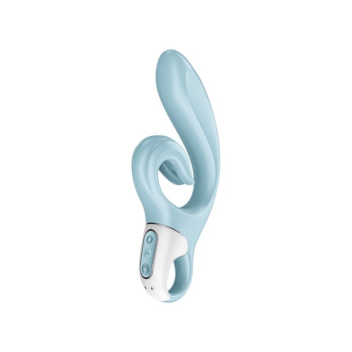 Вибратор-кролик Satisfyer Love Me Blue, гибкий, отросток с тройным кончиком