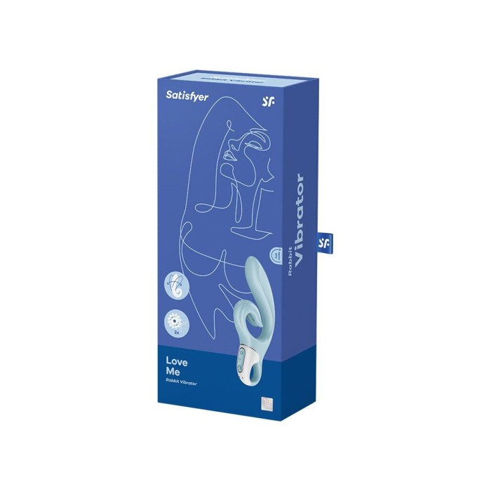 Вибратор-кролик Satisfyer Love Me Blue, гибкий, отросток с тройным кончиком