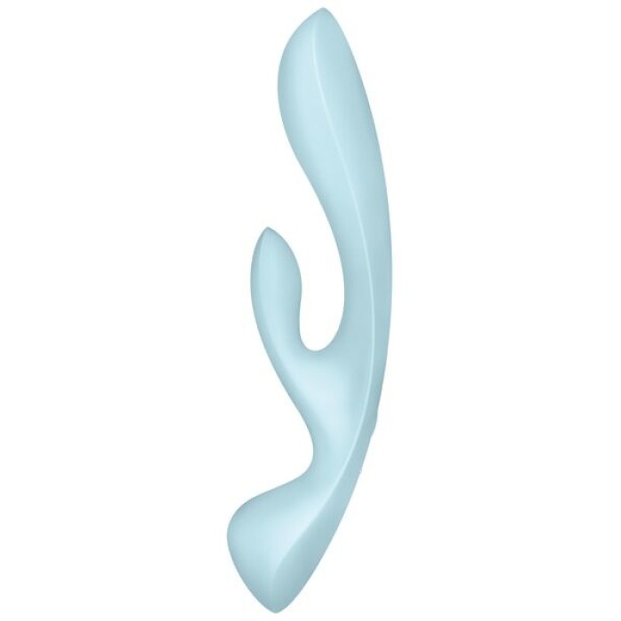 Двосторонній вібратор-кролик Satisfyer Triple Oh Light Blue, 3 мотори, руків’я-масажер