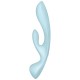Двосторонній вібратор-кролик Satisfyer Triple Oh Light Blue, 3 мотори, руків’я-масажер