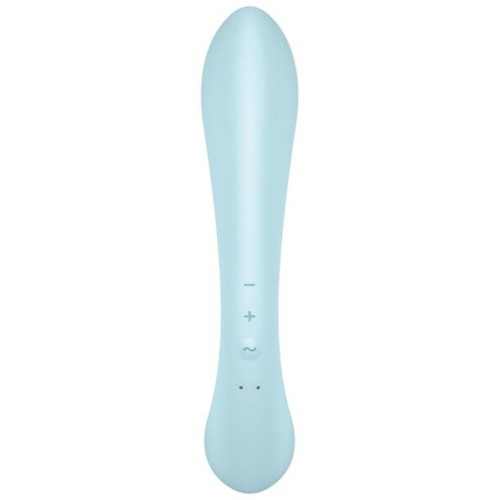 Двосторонній вібратор-кролик Satisfyer Triple Oh Light Blue, 3 мотори, руків’я-масажер