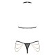 Комплект с цепочками Obsessive Pantheria 2-pcs set black S/M, бюстгальтер, трусики