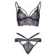 Эротический комплект со стрепами и стразами Leg Avenue Ready Or Not L Black, бра + стринги