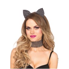Набор кошечки со стразами Leg Avenue Cat ear headband & choker set, широкий чокер и ушки