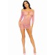 Платье-сетка с сердечками Leg Avenue Heart net mini dress Pink, завязки, открытые плечи, one size