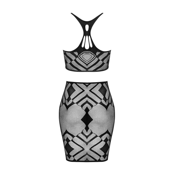 Еротичний напівпрозорий комплект Obsessive K101 top & skirt S/M/L, топ, спідниця