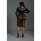 Платье-бодистокинг Moonlight Plus Model 03 XL-XXXL Black, миди, длинный рукав