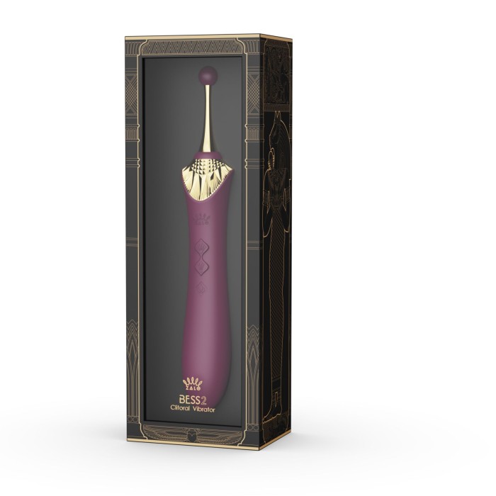 Мультифункциональный вибратор Zalo — Bess 2 Velvet Purple, 4 насадки, подогрев