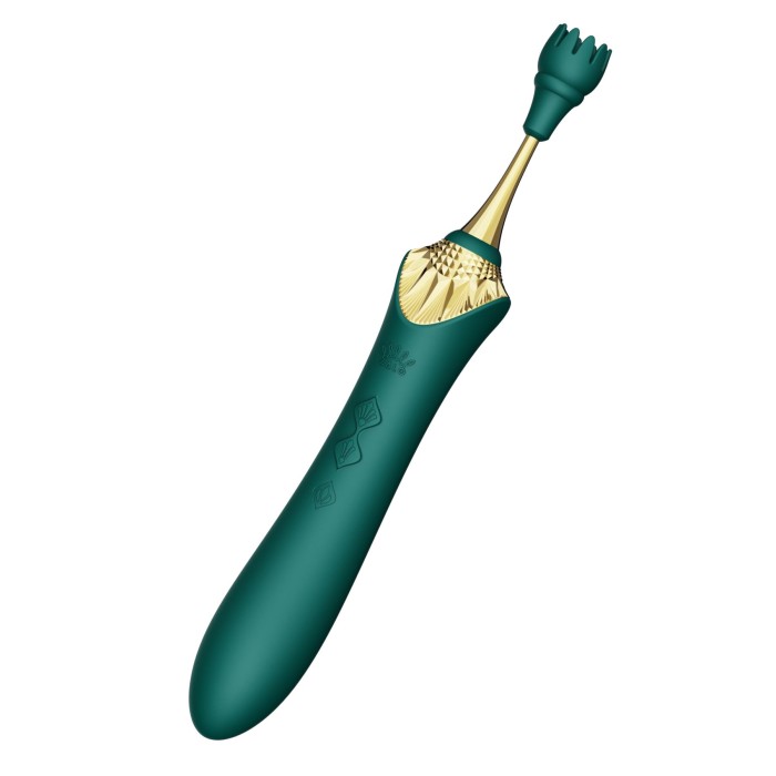 Мультифункциональный вибратор Zalo — Bess 2 Turquoise Green, 4 насадки, подогрев