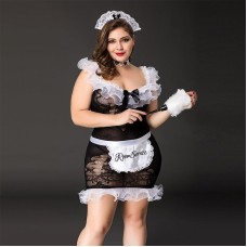 Костюм горничной JSY «Послушная Эльма» Plus Size Black, платье, передник, головной убор горничной