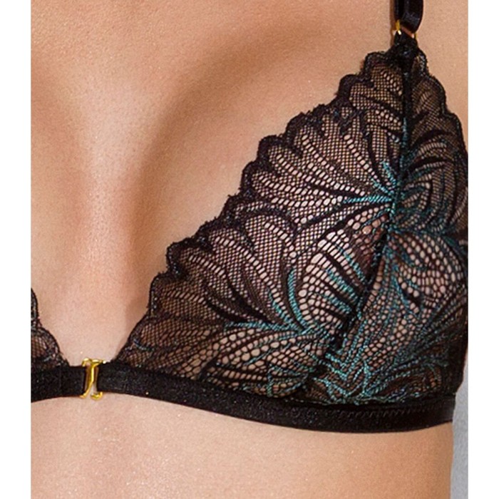 Комплект с открытым доступом Passion DELIENA SET L/XL black, лиф, стринги, пояс для чулок