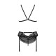 Комплект с открытым доступом Passion DELIENA SET S/M black, лиф, стринги, пояс для чулок