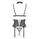 Корсет с открытой грудью Passion DOMINICA CORSET XXL/XXXL beige, пажи для чулок, стринги