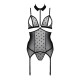 Корсет с открытой грудью Passion DOMINICA CORSET L/XL black, пажи для чулок, стринги