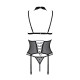 Корсет с открытой грудью Passion DOMINICA CORSET L/XL black, пажи для чулок, стринги