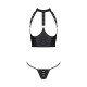 Комплект белья с открытой грудью Passion GENEVIA SET WITH OPEN BRA XXL/XXXL black, корсет, стринги