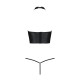 Комплект белья с открытой грудью Passion GENEVIA SET WITH OPEN BRA XXL/XXXL black, корсет, стринги